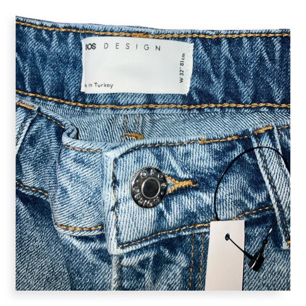 ASOS Design Mens blue slim fit med length jean shorts - Picture 4 of 5